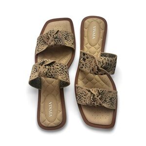 Vivaia Pillow Top Snakeskin Slide Sandal US 9 EU 40 Neutral Comfort Lightweight